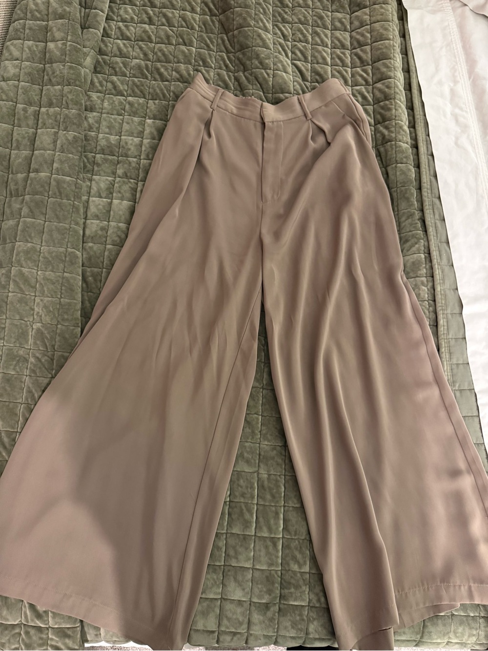 Wide Leg Taupe Palazzo Pants